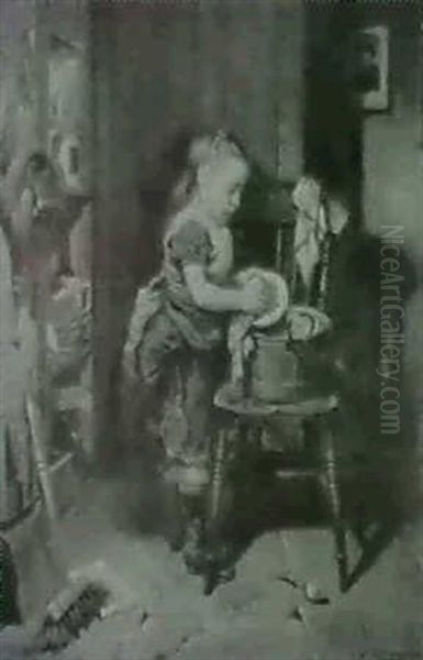 Washing The Dishes Oil Painting by Allan Ramsay