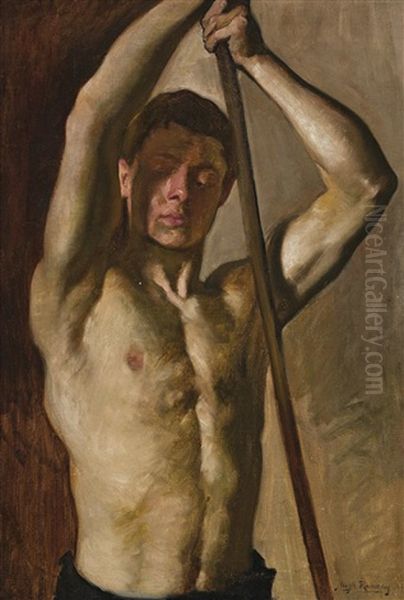 (man With Staff) Oil Painting by Hugh Ramsay