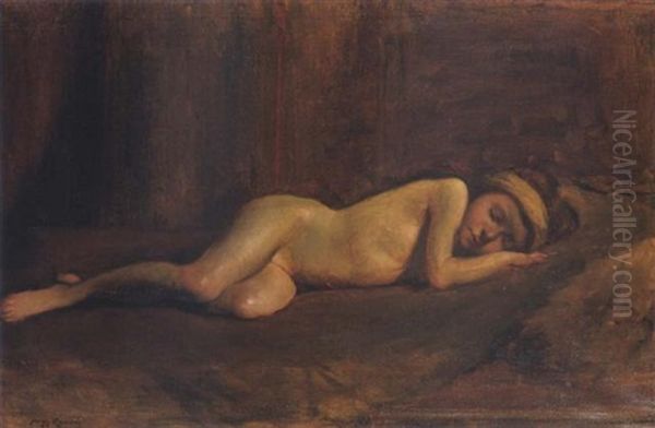 Nude Study - Young Girl Reclining Oil Painting by Hugh Ramsay