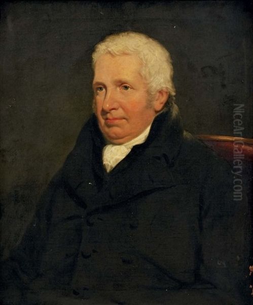 Portrait Of Reverend Joseph Cook In A Black Coat With A White Collar Oil Painting by James Ramsay