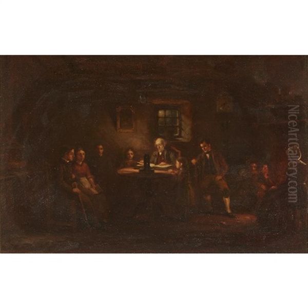 The Cottars Saturday Night Oil Painting by Allan Ramsay