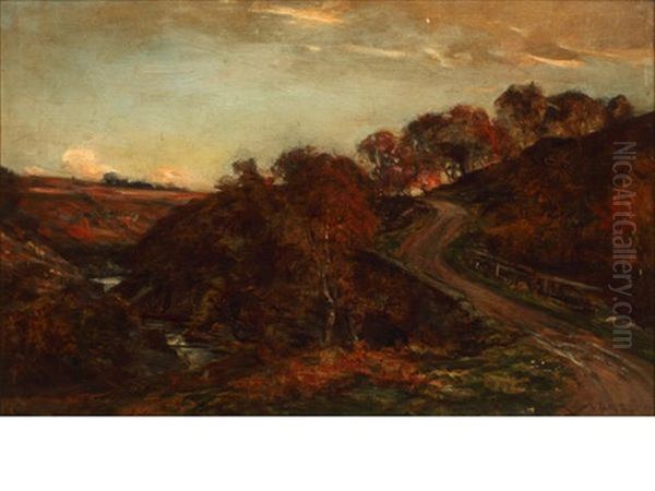 A November Afternoon At Bridge Of Mooran, Glenesk Oil Painting by Allan Ramsay