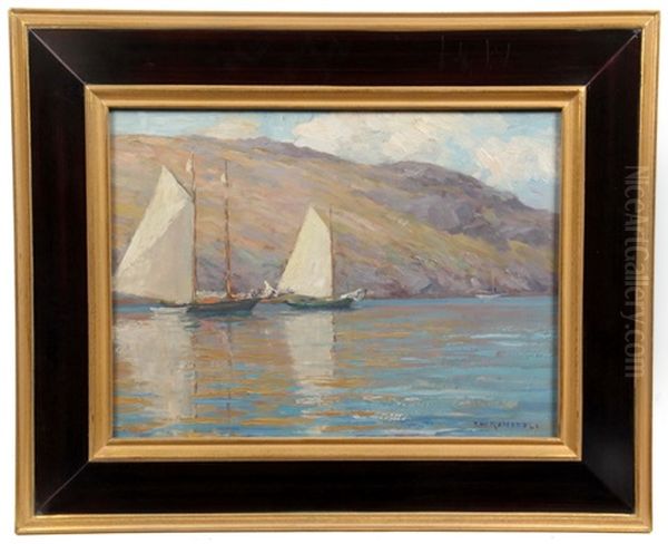 Sailboats, Manan Oil Painting by Fred Winthrop Ramsdell