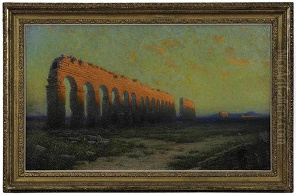 Roman Aqueduct Oil Painting by Milne Ramsey