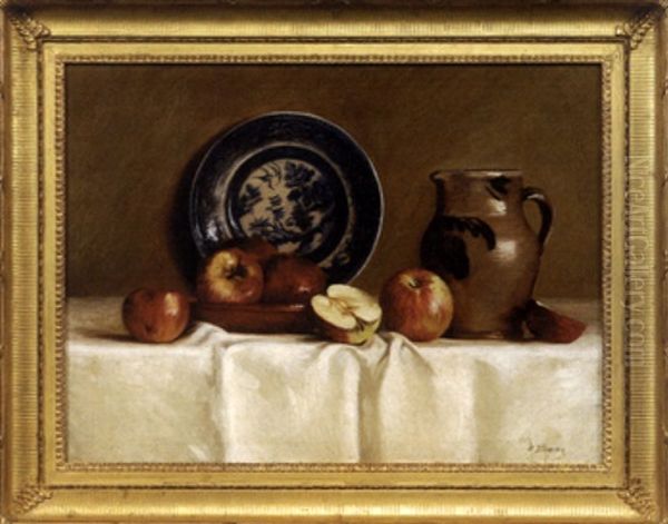 Still-life With Apples, Plate And Pitcher Oil Painting by Milne Ramsey