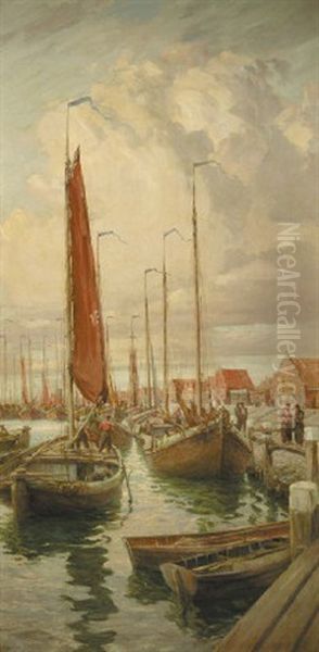 Volendam Harbour Oil Painting by Maurice Randall