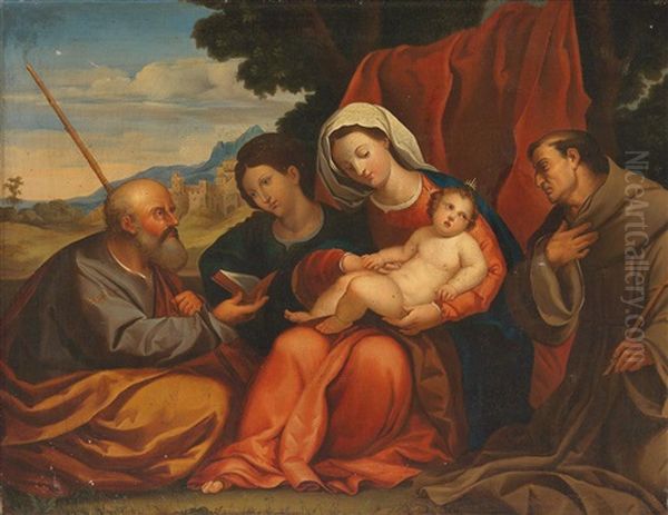 Adoration Of The Christ Child Oil Painting by Johann Matthias Ranftl