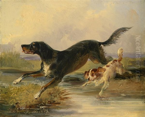 Fluchtende Hunde Oil Painting by Johann Matthias Ranftl