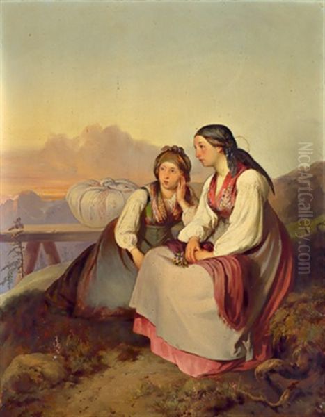 Junges Madchen Auf Wanderschaft Oil Painting by Johann Matthias Ranftl