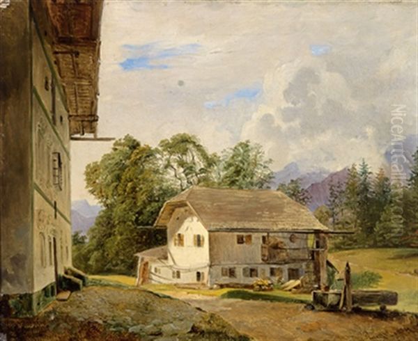 Ein Bauernhaus Im Salzburgischen Oil Painting by Johann Matthias Ranftl