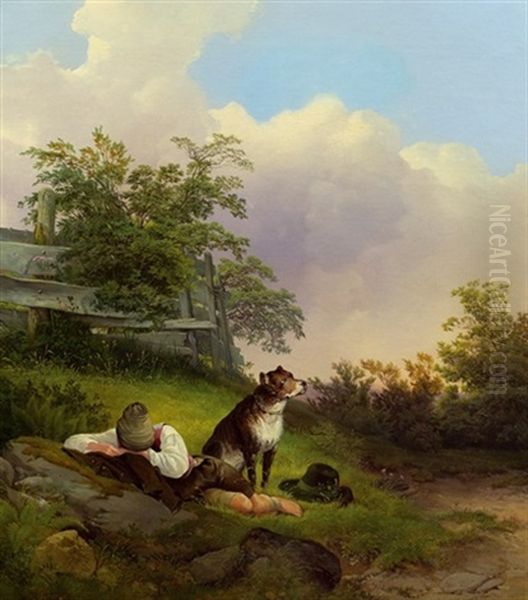 Bewachter Schlaf Oil Painting by Johann Matthias Ranftl