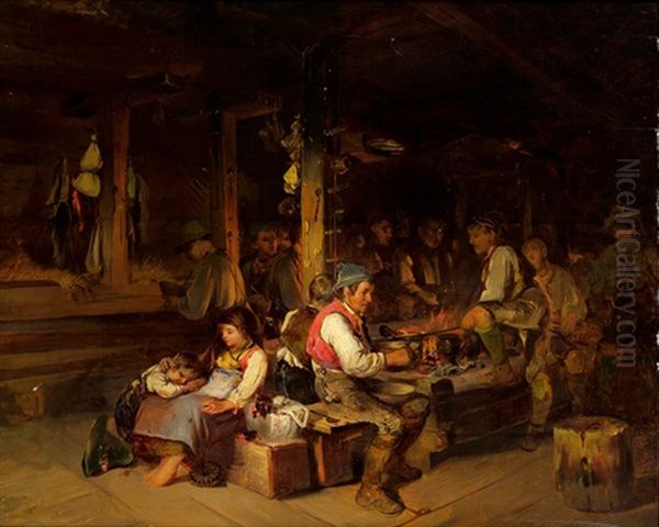 Bauernmahlzeit Oil Painting by Johann Matthias Ranftl