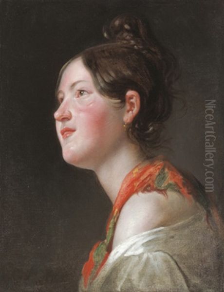 Madchen Im Profil Oil Painting by Johann Matthias Ranftl