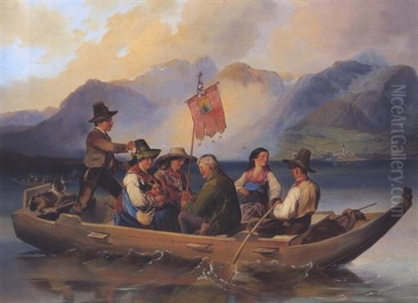 Partie Am Wolfgangsee Oil Painting by Johann Matthias Ranftl