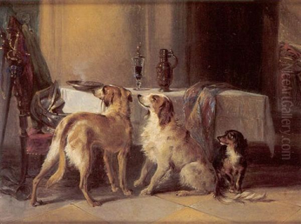 Atelierszene Mit Hunden Oil Painting by Johann Matthias Ranftl