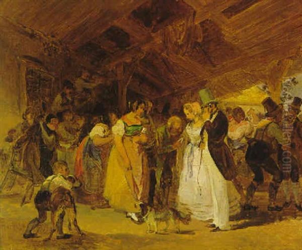 Die Gutsherrschaft Auf Der Bauernhochzeit Oil Painting by Johann Matthias Ranftl