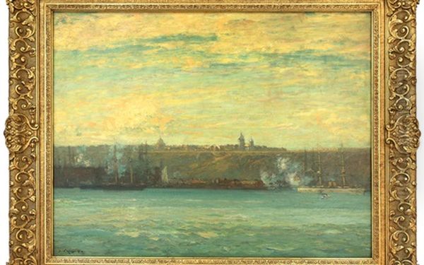 View Of Quebec From The St. Lawrence River Oil Painting by Henry Ward Ranger