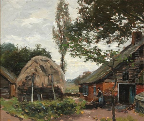 Cottage Landscape With Haystack Oil Painting by Henry Ward Ranger