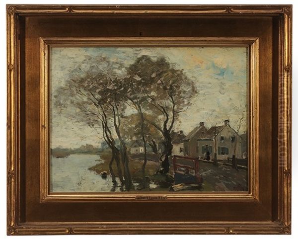 Waterfront Village Oil Painting by Henry Ward Ranger