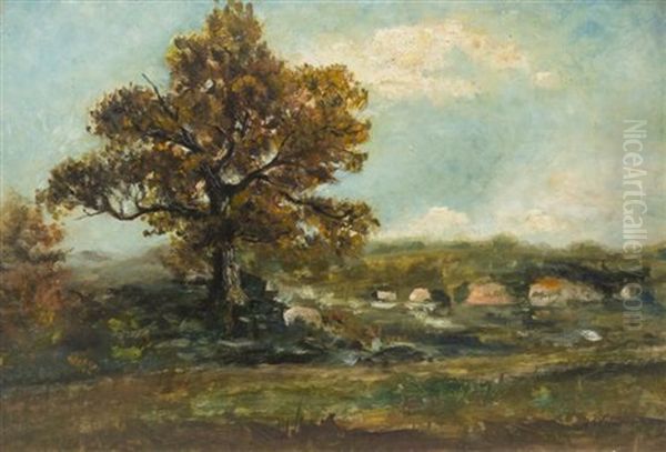 Farmland Landscape Oil Painting by Henry Ward Ranger