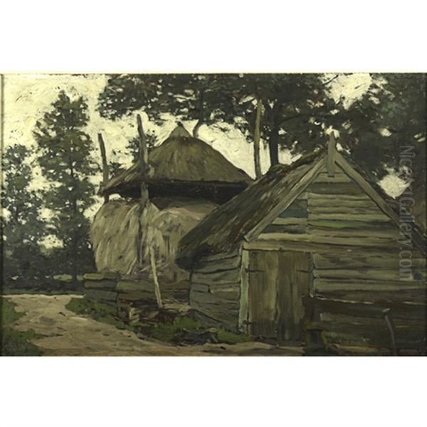 A Rustic Dwelling Oil Painting by Henry Ward Ranger