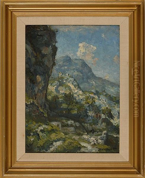 Travelers On A Mountain Pass Oil Painting by Henry Ward Ranger