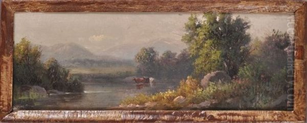 Landscape With Cattle In A Storm (white Mountains) Oil Painting by Henry Ward Ranger