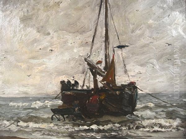 Trawler At Shore's Edge Oil Painting by Henry Ward Ranger