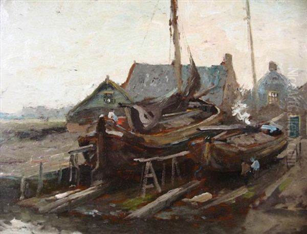 Boats In Drydock by Henry Ward Ranger