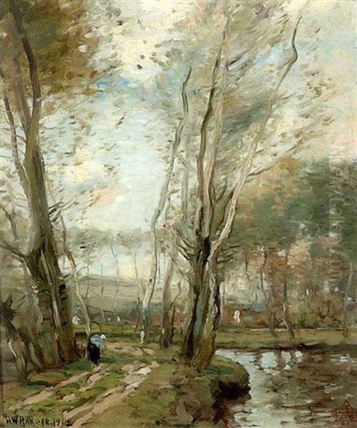 Figure On A Pathway Near A Stream Oil Painting by Henry Ward Ranger