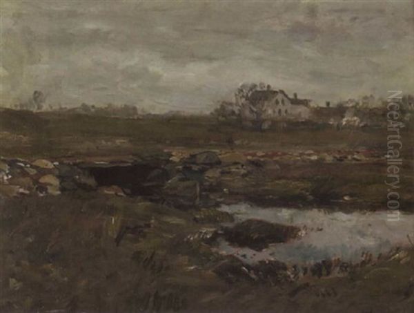 A Landscape With A Stone Bridge And Farm Beyond Oil Painting by Henry Ward Ranger