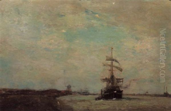 Ships At Bay Oil Painting by Henry Ward Ranger