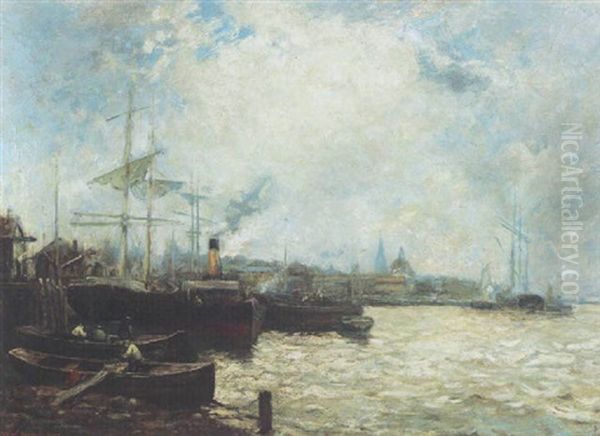 Montreal Harbor Oil Painting by Henry Ward Ranger