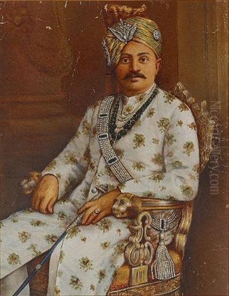 A Portrait Of Colonel H.h. Shri Sir Roanjitsinhji Vibhayi, Maharajah Jam Saheb Of Nawanagar K.c.s.i (1868-1940) Oil Painting by K.S. Ranjitsinhji