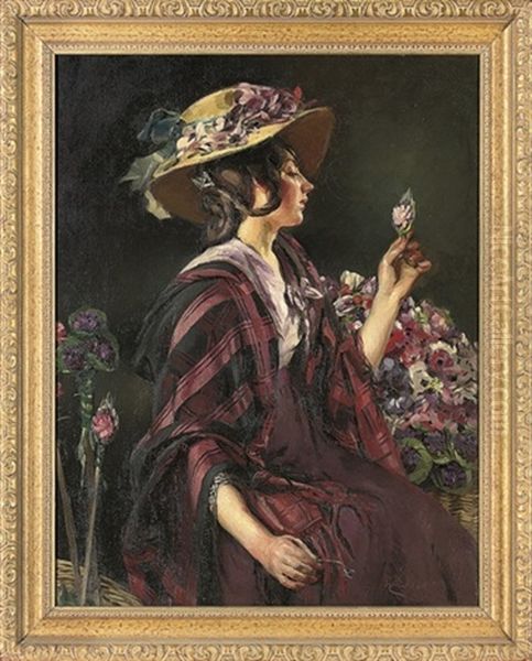 Portrait Of Eliza Doolittle From Pygmalion Oil Painting by William Bruce Ellis Ranken