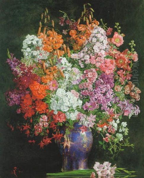 Late Summer - Stilleben Med Blommor I Vas Oil Painting by William Bruce Ellis Ranken