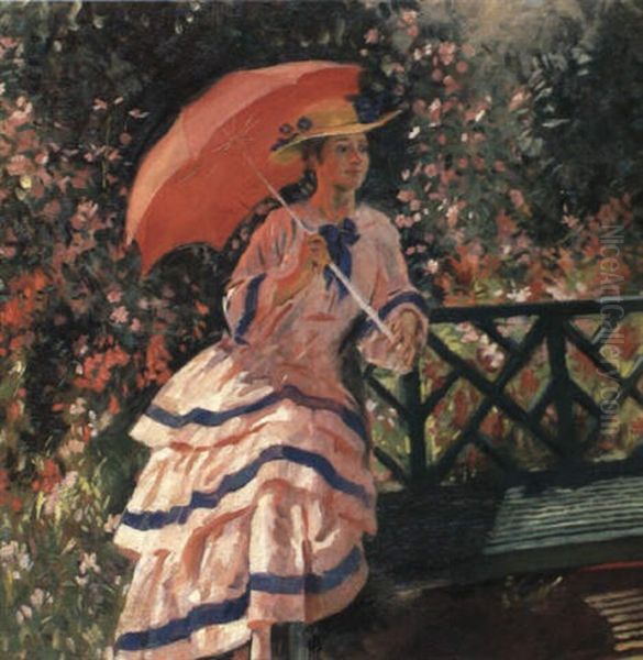 The Pink Parasol Oil Painting by William Bruce Ellis Ranken