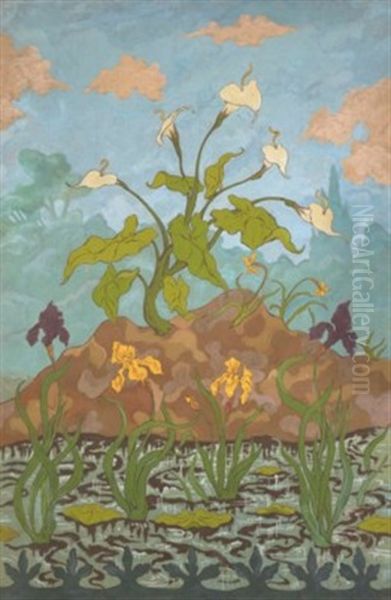 Arums Et Iris Violets Et Jaunes Oil Painting by Paul Elie Ranson