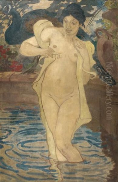 La Baigneuses Aux Paons Ou Nymphe A La Fontaine Oil Painting by Paul Elie Ranson