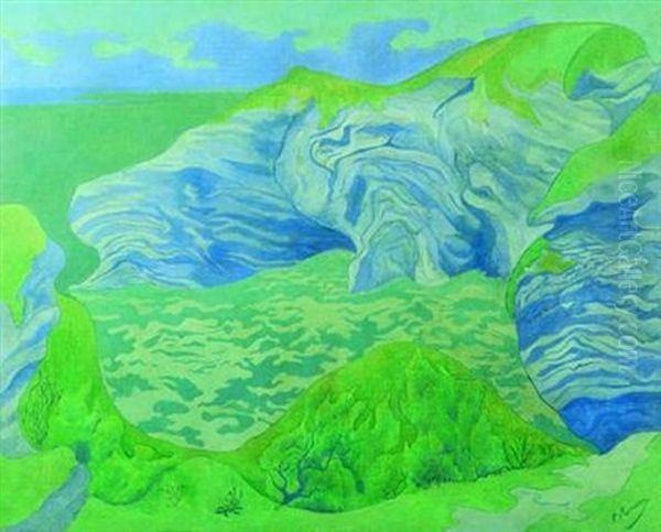 Les Falaises Bleues Oil Painting by Paul Elie Ranson