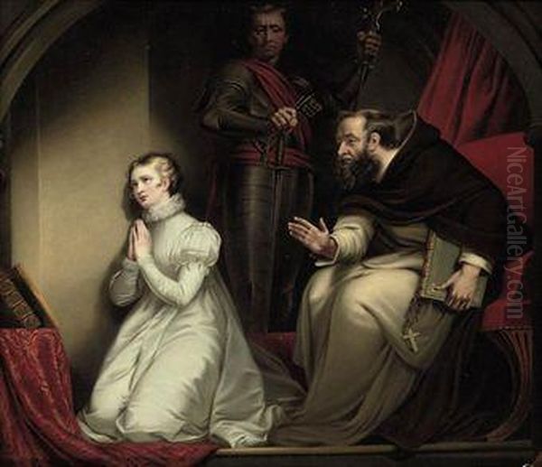 Fecknam's Interview With Lady Jane Grey In The Tower Oil Painting by Henry Pierce Bone