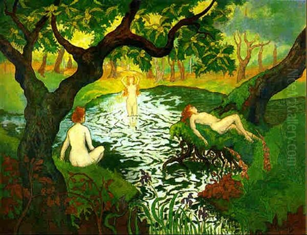 Les Trois Baigneuses Aux Iris Oil Painting by Paul Elie Ranson