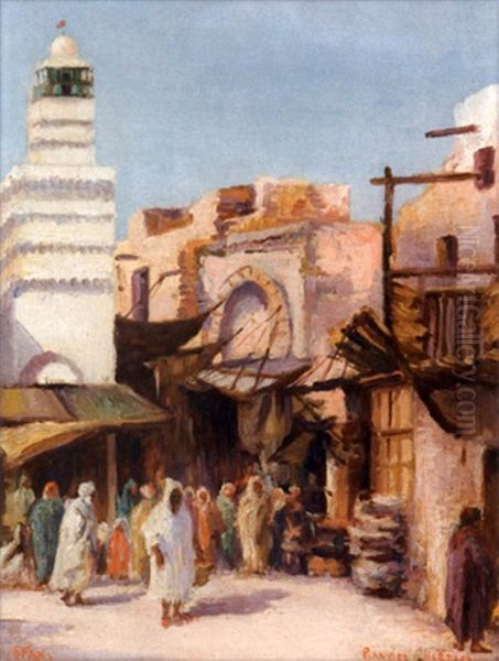 Entree Des Souks A Sfax Oil Painting by Lucie Ranvier-Chartier