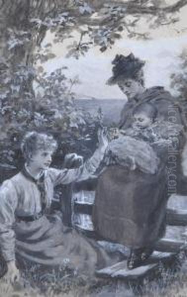 Family By A Stile Oil Painting by Herbert Alfred Bone