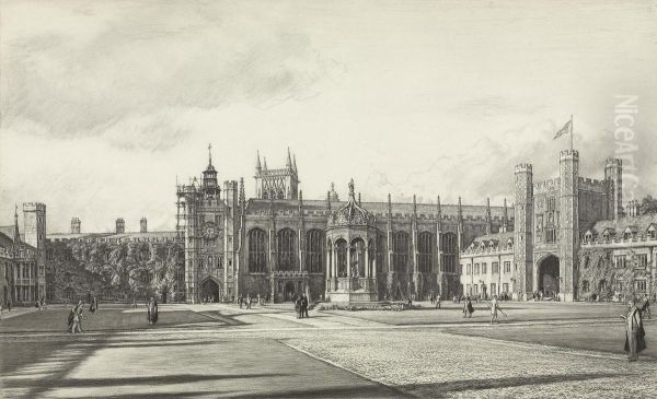 View Of The Great Court Oil Painting by Muirhead Bone