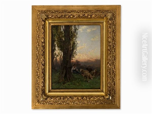 On The Pasture Oil Painting by Gustav Ranzoni