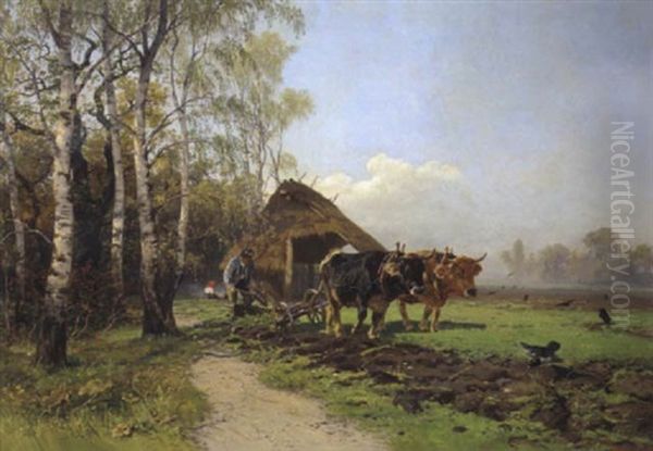 Ein Ochsengespann Oil Painting by Gustav Ranzoni