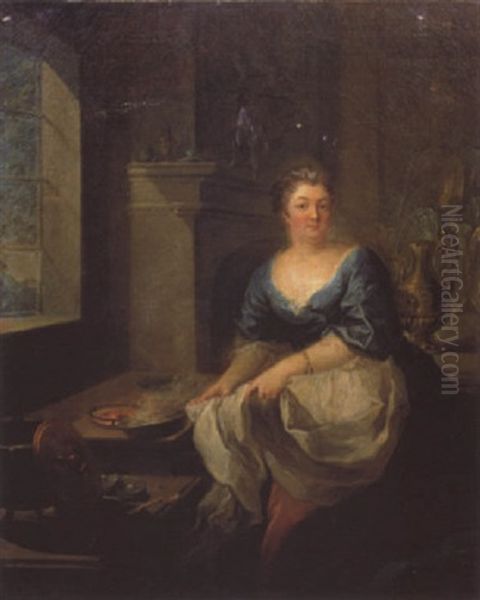 Femme Au Fourneau Oil Painting by Jean Raoux