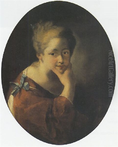 Portrait De Marie-adelaide Grimoard Du Roure(?) Oil Painting by Jean Raoux