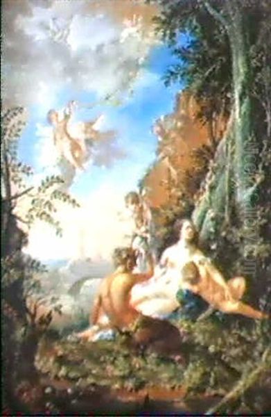 Venere E Amorini Presso Una Fontana Oil Painting by Jean Raoux